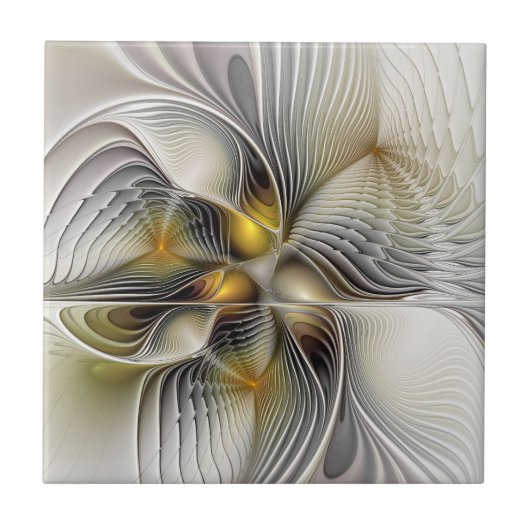 Optische illusie Abstracte 3D fractal met diepte Tegeltje (Voorkant)