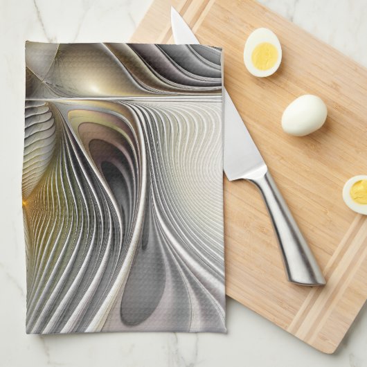 Optische illusie Abstracte 3D fractal met diepte Theedoek (Quarter Fold)