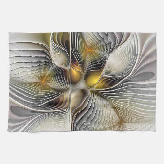 Optische illusie Abstracte 3D fractal met diepte Theedoek (Horizontaal)