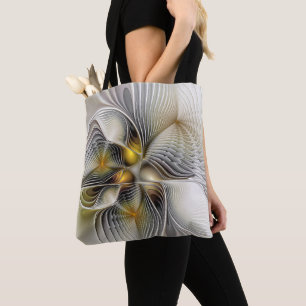 Optische illusie Abstracte 3D fractal met diepte Tote Bag
