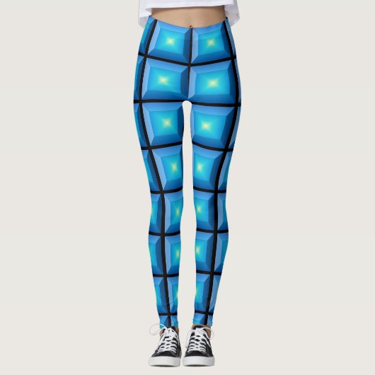 Optische illusie Aqua Abstract Rechthoekig Leggings (Voorkant)