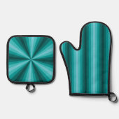 Optische Illusie Aqua Ovenwant & Pannenlap Set (Voorkant)