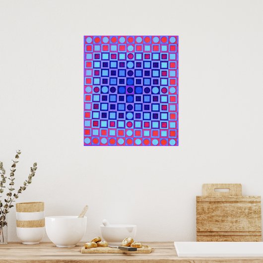 OPTISCHE ILLUSIE BLAUW Poster (Keuken)