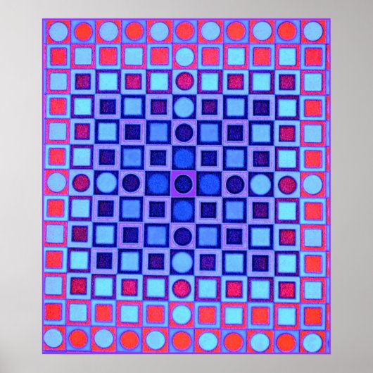 OPTISCHE ILLUSIE BLAUW Poster (Voorkant)