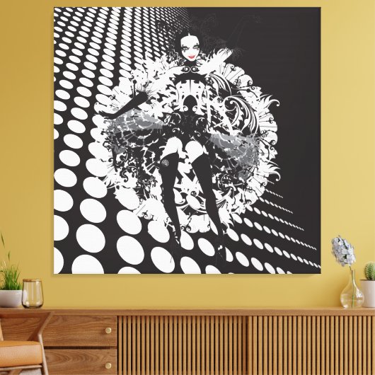 Optische Illusie Cabaret Meisje Gewikkeld Canvas (Insitu (Woonkamer))
