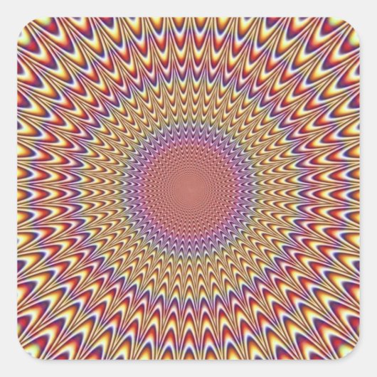 Optische Illusie Cirkel Hypnotische Regenboog Kleu Vierkante Sticker (Voorkant)