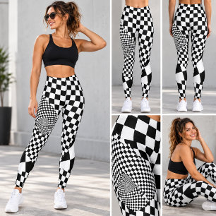Optische Illusie Dambord Op Art Patroon Leggings