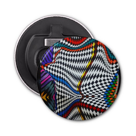 Optische Illusie flesopener Button Flesopener (Voorkant)