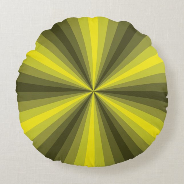 Optische Illusie Gele Ronde Kussen (Voorkant)