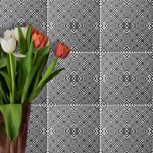 Optische illusie geometrische zwart-wit patroon tegeltje