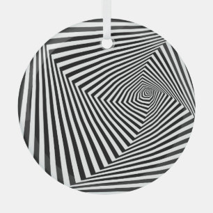 Optische illusie: gestreepte geometrische Abstract Glas Ornament