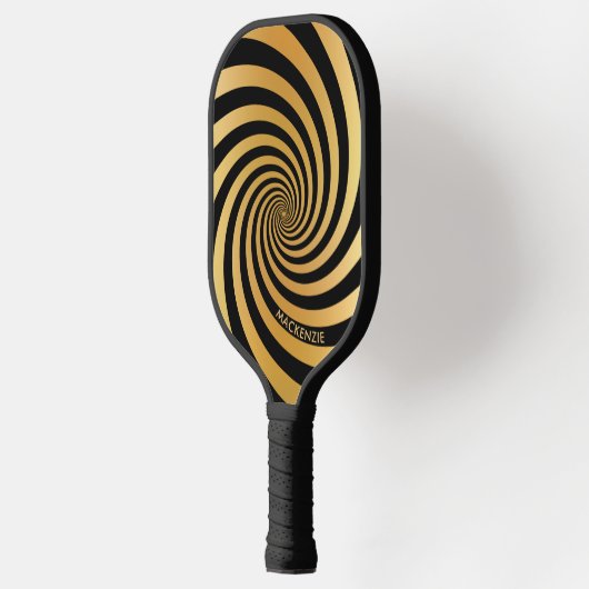 Optische illusie Gold spiraalvormig, aangepaste kl Pickleball Paddle (Links)