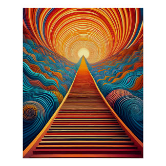 Optische Illusie Kunst – Levendig Eindeloos Pad Perfect Poster