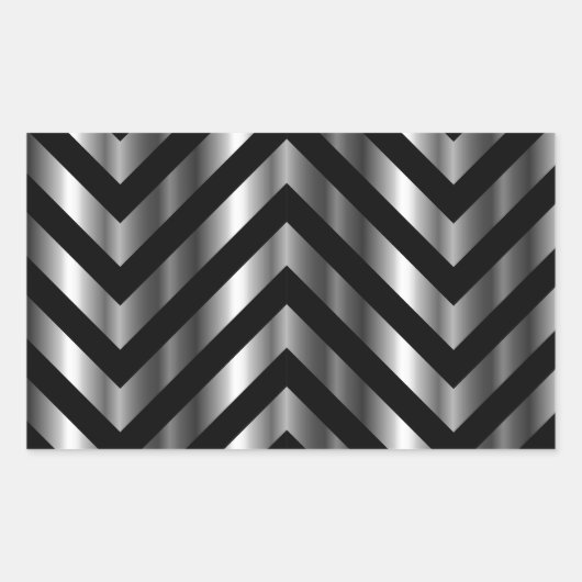 Optische illusie met metalen staven en zigzaglijne rechthoekige sticker (Voorkant)