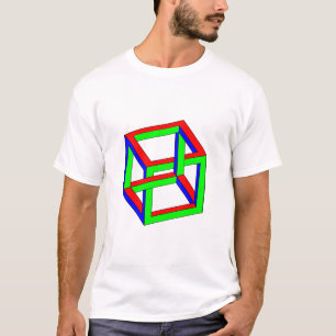 Optische illusie - Onmogelijke RGB-kubusgrootte T-shirt