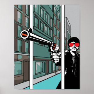 Optische illusie pop in stijl met kool Comic-boek Poster