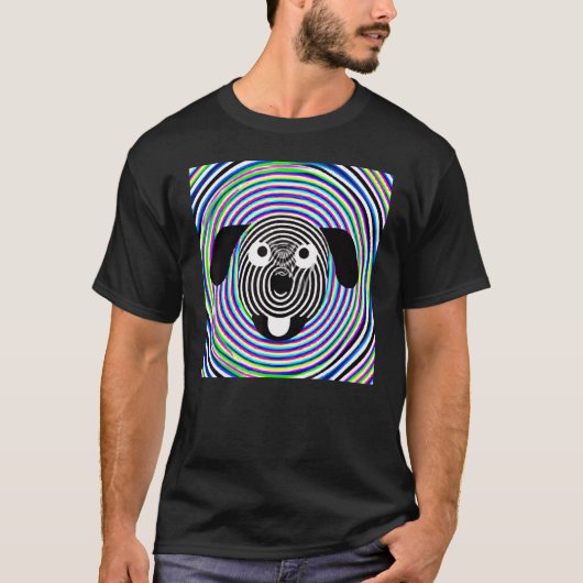 Optische illusie puppy artwork met hond t-shirt (Voorkant)