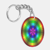 Optische Illusie Regenboog Acryl Sleutelhanger (Voorkant Links)