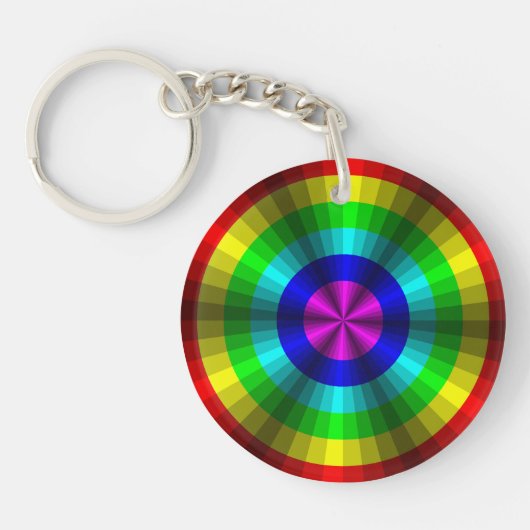 Optische Illusie Regenboog Acryl Sleutelhanger (Voorkant)