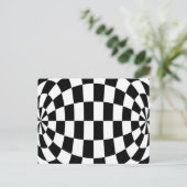 Optische illusie Ronde checkers zwart wit Briefkaart (Staand voorkant)