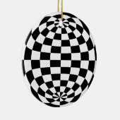 Optische illusie Ronde checkers zwart wit Keramisch Ornament (Rechts)
