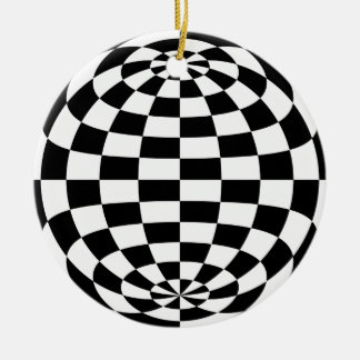 Optische illusie Ronde checkers zwart wit Keramisch Ornament