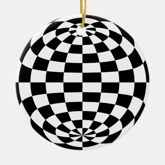 Optische illusie Ronde checkers zwart wit Keramisch Ornament (Voorkant)