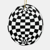 Optische illusie Ronde checkers zwart wit Keramisch Ornament (Links)