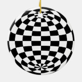 Optische illusie Ronde checkers zwart wit Keramisch Ornament (Achterkant)
