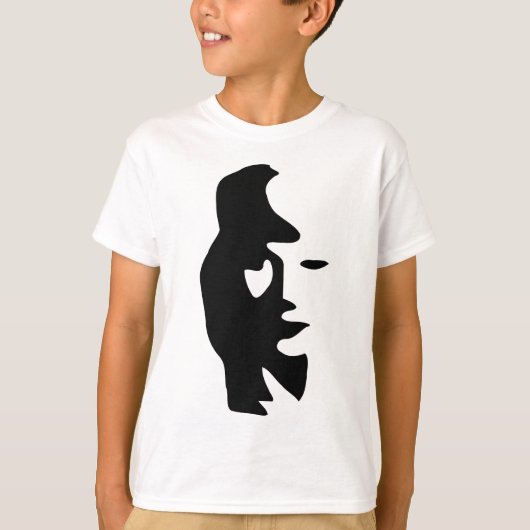 Optische illusie saxofone of vrouw t-shirt (Voorkant)