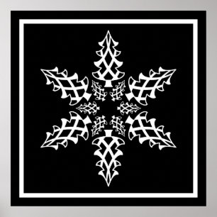 Optische illusie Snowflake kerst elegant Poster