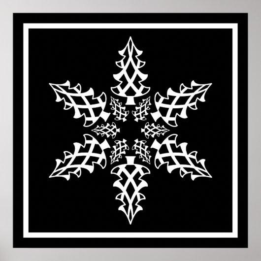Optische illusie Snowflake kerst elegant Poster (Voorkant)
