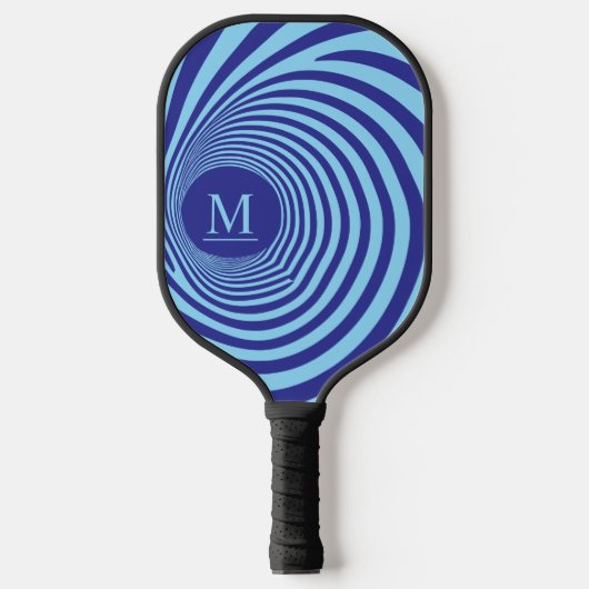 Optische illusie Vortex Monogram Blauwe tinten Pickleball Paddle (Voorkant)