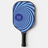 Optische illusie Vortex Monogram Blauwe tinten Pickleball Paddle (Achterkant)
