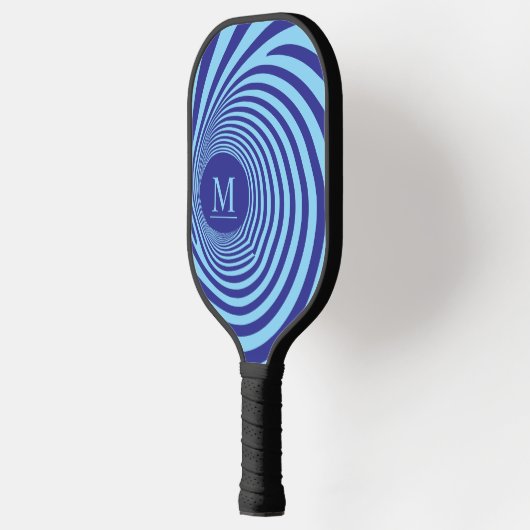 Optische illusie Vortex Monogram Blauwe tinten Pickleball Paddle (Links)