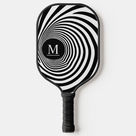 Optische Illusie Vortex Monogram Zwart & Wit Pickleball Paddle (Voorkant)