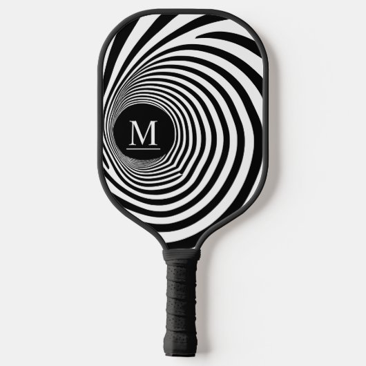 Optische Illusie Vortex Monogram Zwart & Wit Pickleball Paddle (Achterkant)