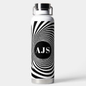 Optische Illusie Vortex Monogram Zwart & Wit Waterfles (Achterkant)