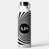 Optische Illusie Vortex Monogram Zwart & Wit Waterfles (Voorkant)