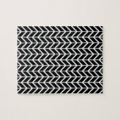 Optische illusie Zwart wit Herringbone Chevron Legpuzzel (Horizontaal)