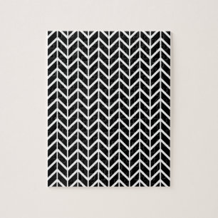 Optische illusie Zwart wit Herringbone Chevron Legpuzzel