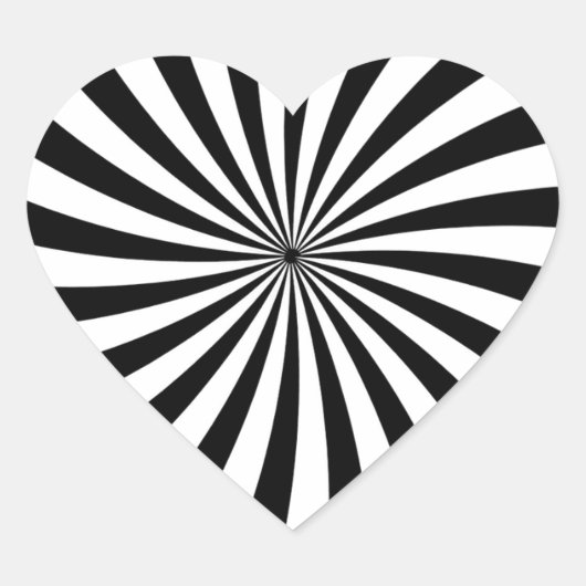 Optische Illusie Zwart Wit Swirl Hart Sticker (Voorkant)