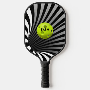 Optische illusie zwart, witte strips pickleball paddle