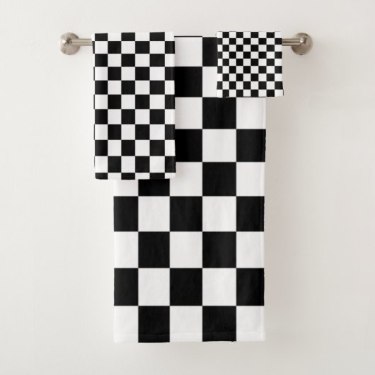 Optische illusie zwarte en witte cheques bad handdoek (Insitu)