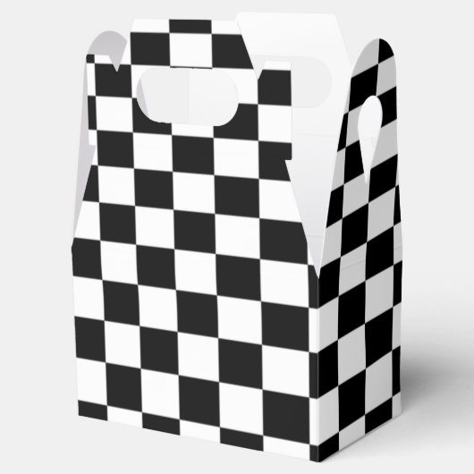 Optische illusie zwarte en witte cheques bedankdoosjes (Geopend)