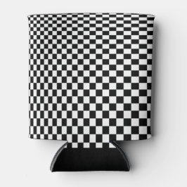 Optische illusie zwarte en witte cheques blikjeskoeler