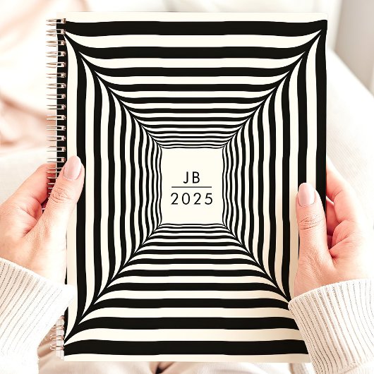Optische Illusie Zwarte en Witte Strepen 2025 Planner