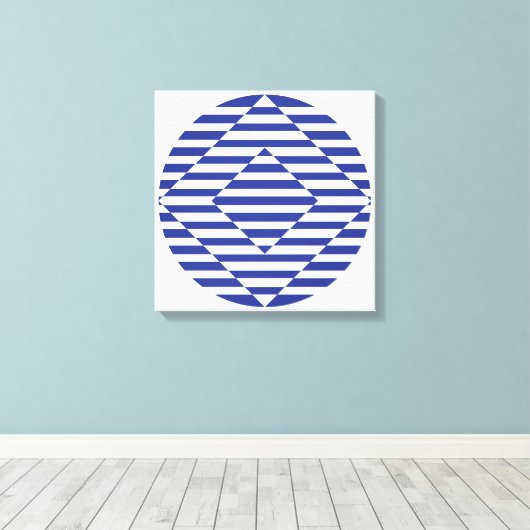 Optische kunst in donkerblauw 16 "x 16" wandkunst canvas afdruk (Insitu (Houten vloer))