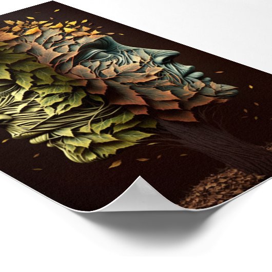 Optische lichtbomen met blaasende bladeren poster (Hoek)