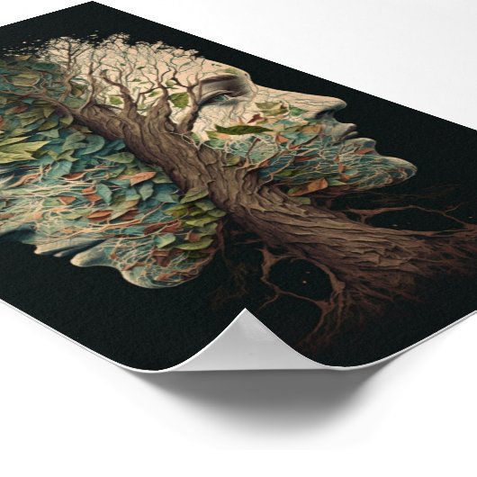 Optische lichtbomen met blaasende bladeren poster (Hoek)